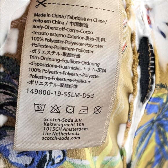 Scotch & Soda Tropical Palm Tree Short Sleeve Blouse Sz L - Picture 9 of 10